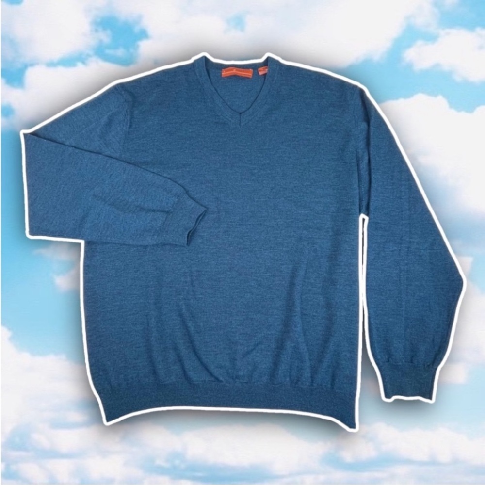 SETTE PONTI Vintage Merino Wool V-Neck Sweater Made in Italy Academia Preppy